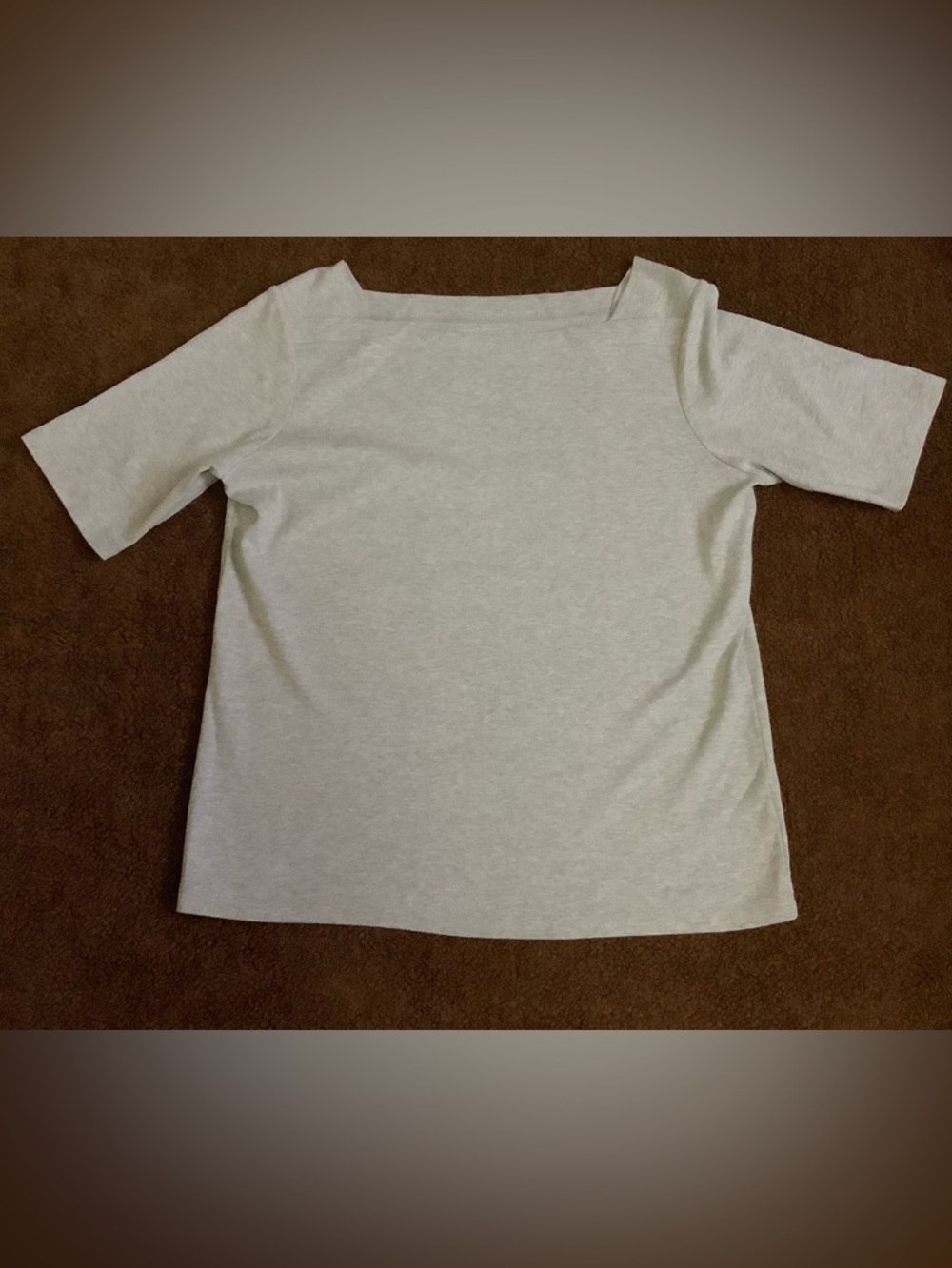 L.L. Bean Heathered Gray Shirt Top-Boat Neck-Short Sleeve-100% Cotton-L - Picture 4 of 7